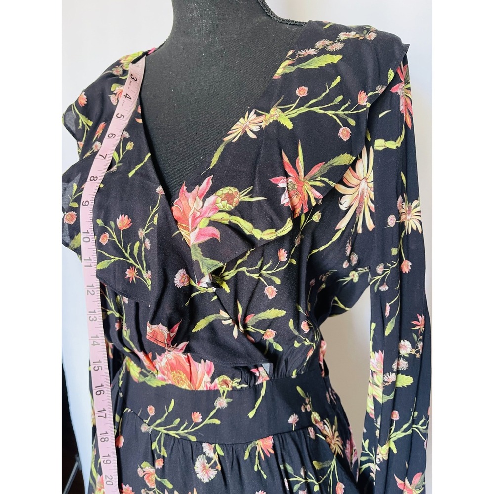RACHEL ZOE Women Longsleeve V-Neck Floral Mini Dress Size 2 - Picture 3 of 12